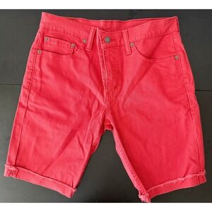 Levis 511 Slim Fit Red Denim Jeans Cutoff Shorts Mens W32 36555-0244
